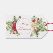 Vintage kerstfloral cadeaulabel (Voorkant (Horizontaal))