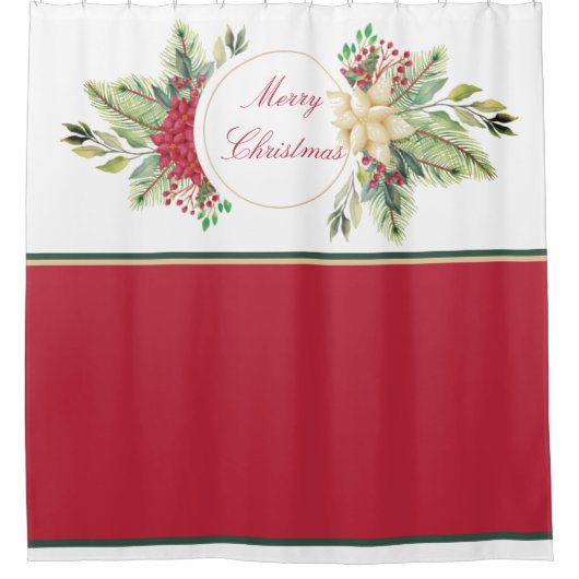 Vintage kerstfloral douchegordijn (Voorkant)