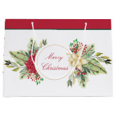 Vintage kerstfloral groot cadeauzakje (Voorkant)