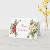 Vintage kerstfloral kaart (Gele Bloem)