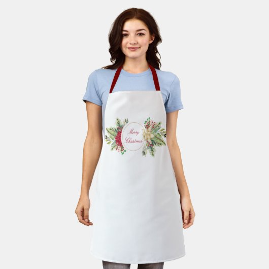 Vintage kerstfloral schort (Gedragen)