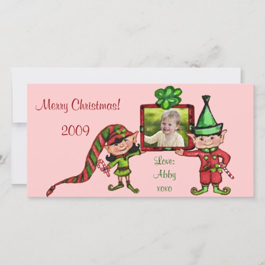 Vintage kerstfotokaart feestdagenkaart (Voorkant)