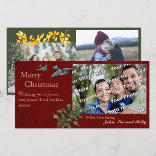 Vintage kerstfotokaart feestdagenkaart