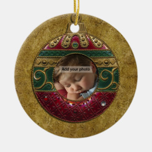 Vintage-kerstfotoversiering Keramisch Ornament