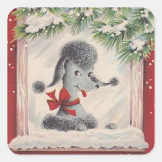 Vintage-kerstgebak Vierkante Sticker (Voorkant)