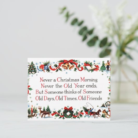 Vintage-kerstgedicht Feestdagenkaart (Staand voorkant)