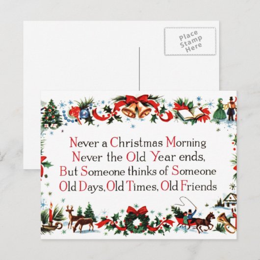 Vintage-kerstgedicht Feestdagenkaart (Voorkant / Achterkant)