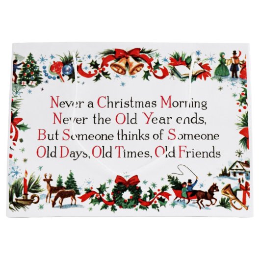 Vintage-kerstgedicht Large Cadeautasje (Voorkant)