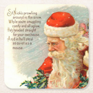 Vintage kerstgedicht onderzetters voor kerstcadeau