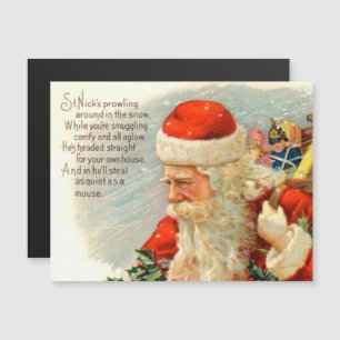 Vintage Kerstgedicht Santa magnetische kaart