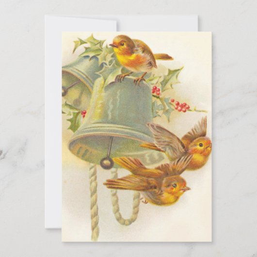 Vintage kerstgeelvinken op cellen feestdagenkaart (Voorkant)