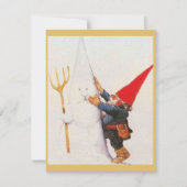 Vintage Kerstgenoom Making Snowman Feestdagenkaart (Voorkant)