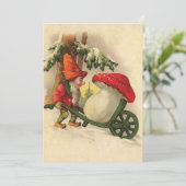Vintage Kerstgenoom met een paddenstoel Feestdagenkaart (Staand voorkant)