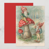 Vintage-kerstgenote op een paddenstoel feestdagenkaart (Voorkant / Achterkant)
