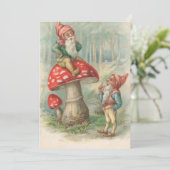 Vintage-kerstgenote op een paddenstoel feestdagenkaart (Staand voorkant)