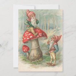 Vintage-kerstgenote op een paddenstoel feestdagenkaart