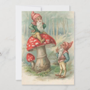 Vintage-kerstgenote op een paddenstoel feestdagenkaart
