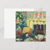 Vintage-kerstgezellen in de uitnodiging tot het in (Voorkant / Achterkant)