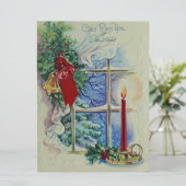 Vintage kerstGod Bless Feestdagenkaart (Staand voorkant)