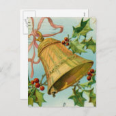 Vintage-kerstgoudcellen Feestdagenkaart (Voorkant / Achterkant)