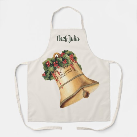 Vintage-kerstgouden cellen, Seizoensgroeten Schort (Voorkant)