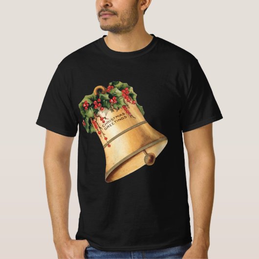 Vintage-kerstgouden cellen, Seizoensgroeten T-shirt (Voorkant)