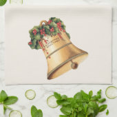 Vintage-kerstgouden cellen, Seizoensgroeten Theedoek (Gevouwen)