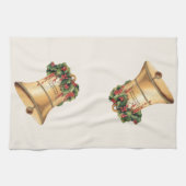 Vintage-kerstgouden cellen, Seizoensgroeten Theedoek (Horizontaal)