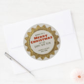 Vintage kerstgouden ster met vakantietekst CC0959 Ronde Sticker (Envelop)