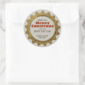 Vintage kerstgouden ster met vakantietekst CC0959 Ronde Sticker (Tas)