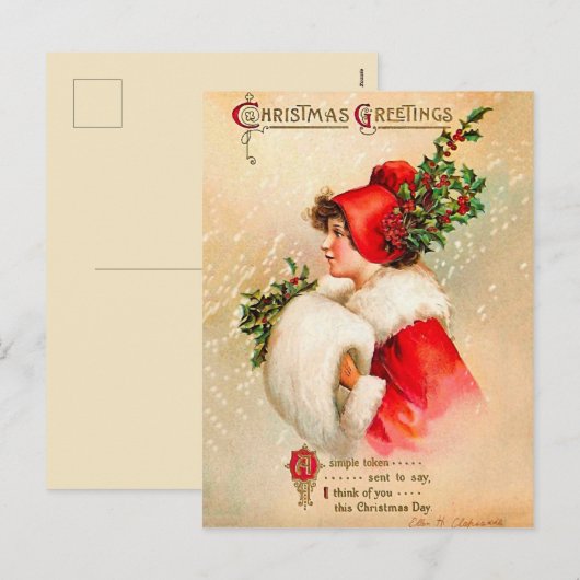 Vintage kerstgratie Briefkaart (Voorkant / Achterkant)