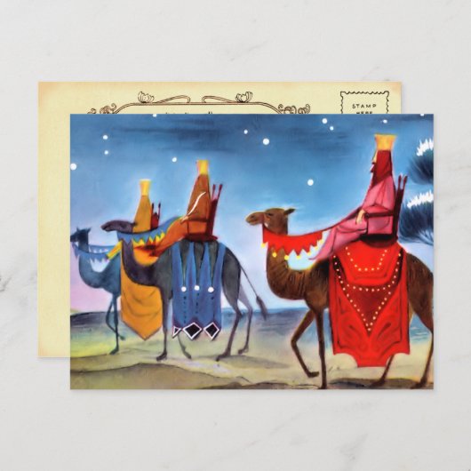 Vintage kerstgratie Briefkaart (Voorkant / Achterkant)