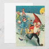 Vintage kerstgrint van Kinderen Feestdagenkaart (Voorkant / Achterkant)