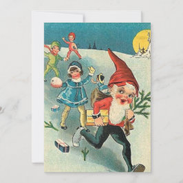 Vintage kerstgrint van Kinderen Feestdagenkaart