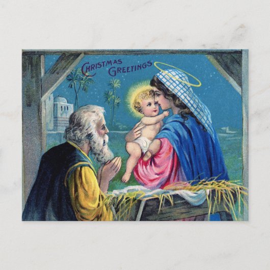Vintage kerstgroet Christelijke nationaliteit Briefkaart (Voorkant)