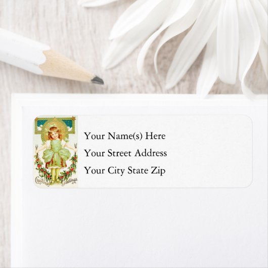 Vintage kerstgroet etiket (Insitu)