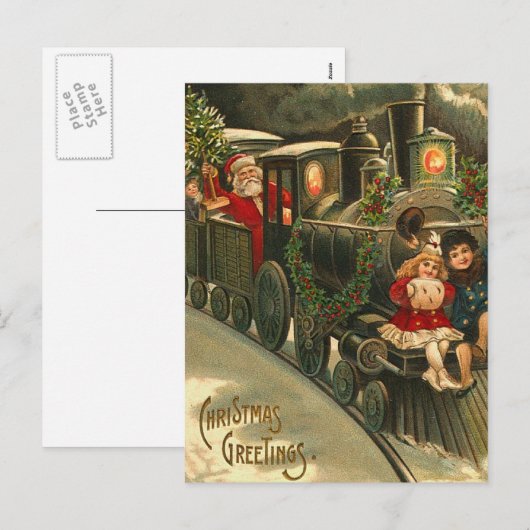 Vintage kerstgroet feestdagenkaart (Voorkant / Achterkant)