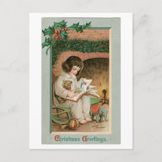 Vintage kerstgroet feestdagenkaart (Voorkant)