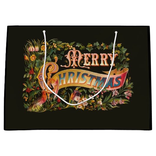  vintage kerstgroet groot cadeauzakje (Voorkant)