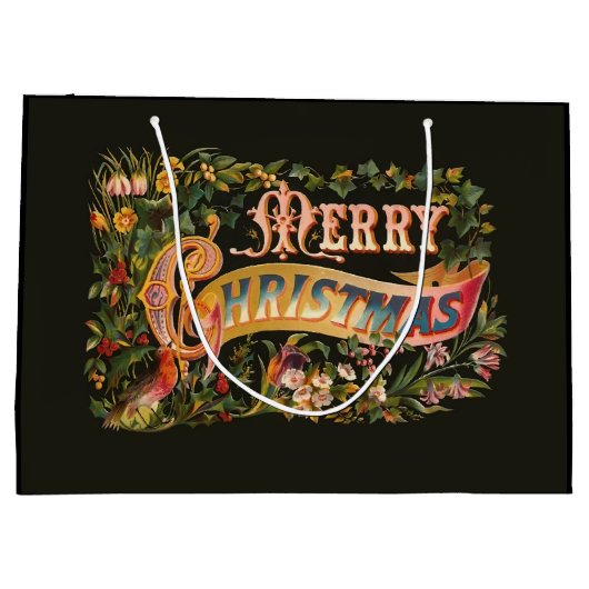  vintage kerstgroet groot cadeauzakje (Achterkant)