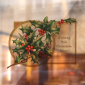 Vintage kerstgroet Holly Raamsticker (Vel 2)