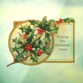Vintage kerstgroet Holly Raamsticker (Vel 3)
