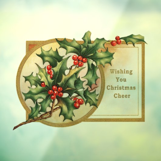 Vintage kerstgroet Holly Raamsticker (Vel 3)