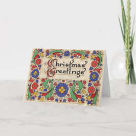 Vintage kerstgroet met decoratieve rand feestdagen kaart
