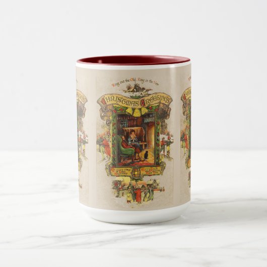 Vintage kerstgroet mok (Midden)