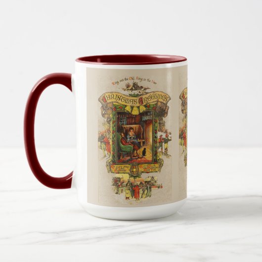 Vintage kerstgroet mok (Links)