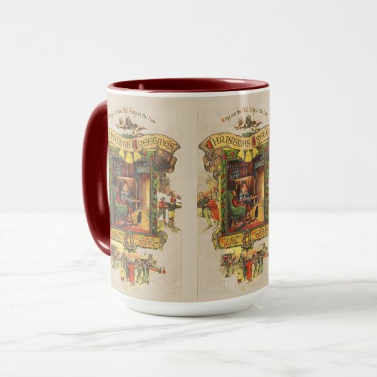 Vintage kerstgroet mok (Voorkant links)