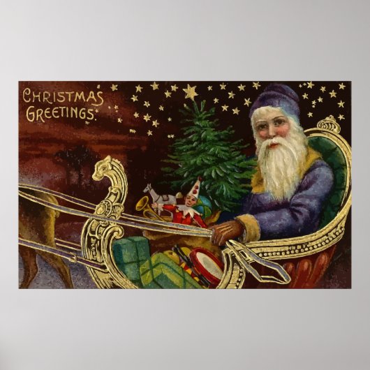 Vintage kerstgroet poster (Voorkant)