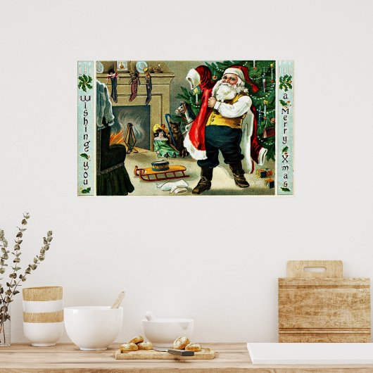 Vintage kerstgroet poster (Keuken)