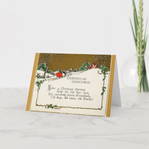 Vintage kerstgroeten aan vrienden, feestdagen kaart